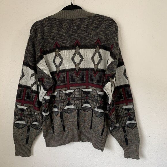 VTG London Fog Cardigan Sweater Men L Gray Button USA Grandpa Cosby Cobain Cabin - Picture 8 of 8